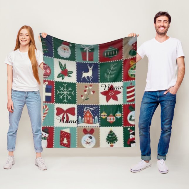 Personlig julpatchworkfilt av fleece w (På plats)