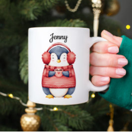 Personlig julpengvinmugg kaffemugg