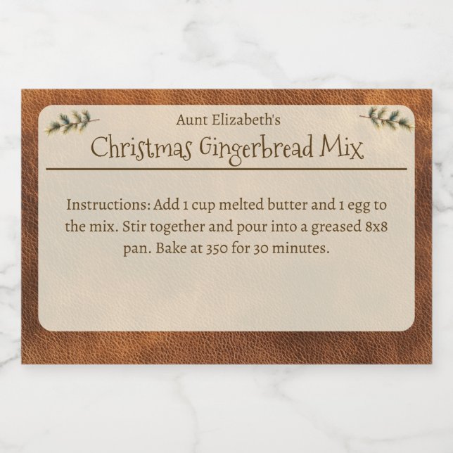 Personlig julpepparkaksmix Brun Mat Etiketter (Singel etikett)