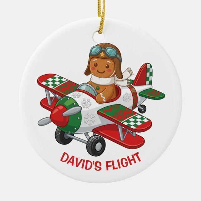 Personlig julpilot Gingerbread-ornament Julgransprydnad Keramik (Framsidan)