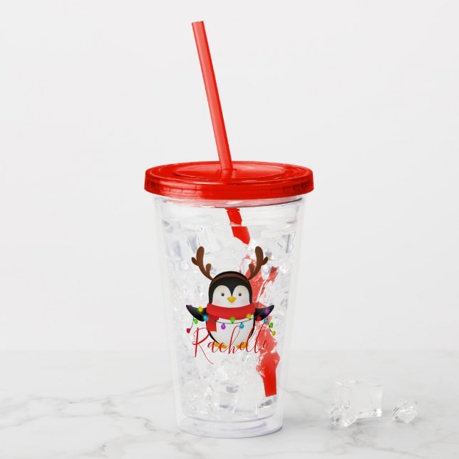 Personlig julpingvin take away mugg (Framsida Ice)