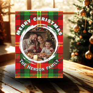 Personlig julpläd med familjefoto helgkort