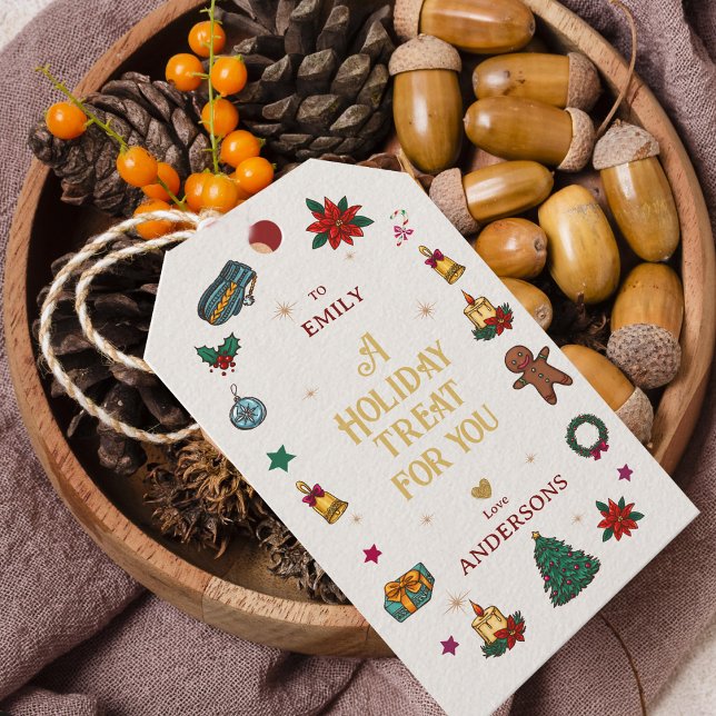 Personlig julpresent åt dig/ från dig julledighet  presentetikett (Personalized To/From Christmas Holiday Treat Gift Tags)