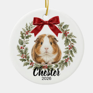 Personlig julpresent åt marsvin julgransprydnad keramik