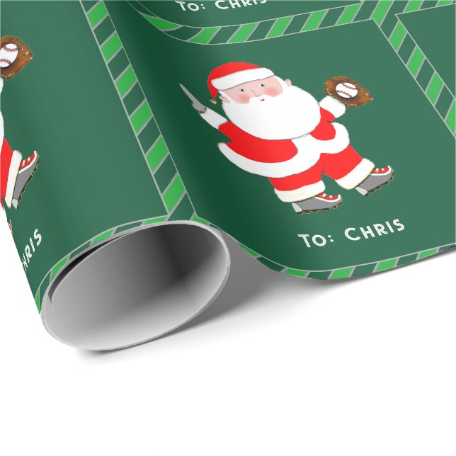 Personlig julpresent för baseball presentpapper (Rullad Hörn)