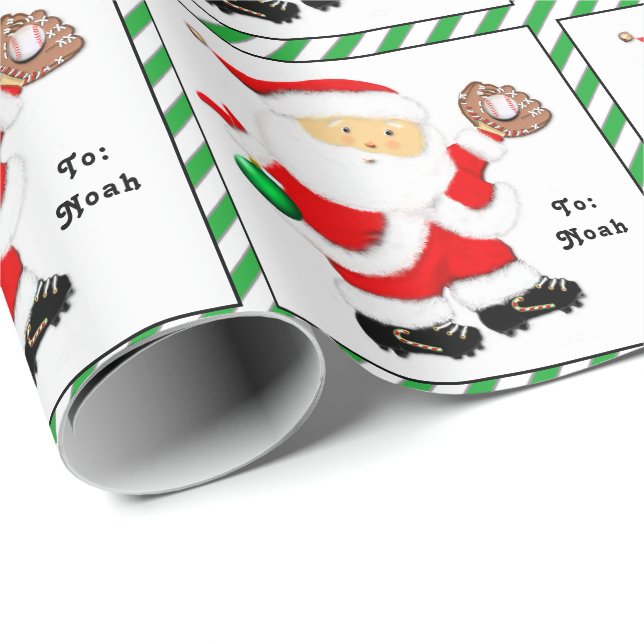 Personlig julpresent för baseballfantasten presentpapper (Rullad Hörn)