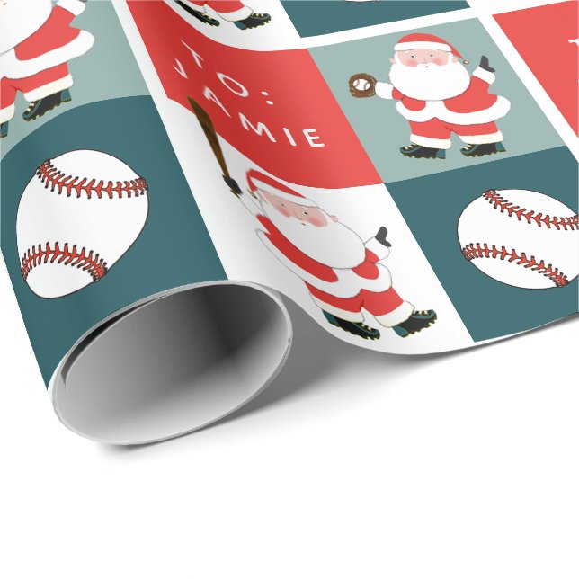Personlig julpresent för baseballfantasten presentpapper (Rullad Hörn)