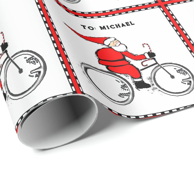 Personlig julpresent för cyklister presentpapper (Rullad Hörn)