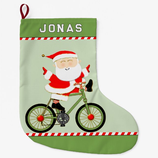 Personlig julpresent för cyklister stor julstrumpa (Framsidan)