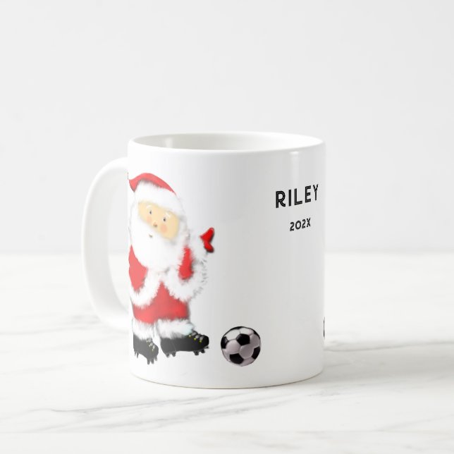 Personlig julpresent för fotboll kaffemugg (Framsida vänster)