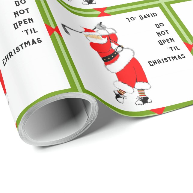 Personlig julpresent för golfare presentpapper (Rullad Hörn)