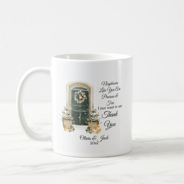 Personlig julpresent för granne - anpassad  kaffemugg (Vänster)