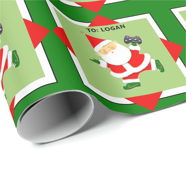 Personlig julpresent för videospelare presentpapper (Rullad Hörn)