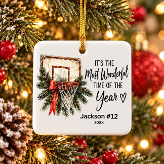 Personlig julpresent till basketspelare med namn julgransprydnad keramik