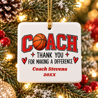 Personlig julpresent till baskettränare tack julgransprydnad keramik