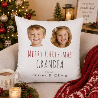 Personlig julpresent till farfar med 2 bilder kudde