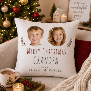 Personlig julpresent till mormor - Kudd med 2 foto Kudde