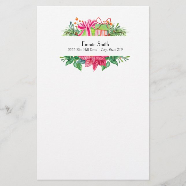 Personlig julpresentpapper i vitt brevpapper (Framsida)