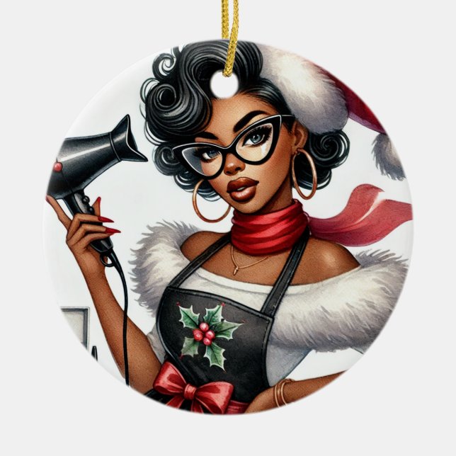 Personlig Julprydnad för Hairdresser Julgransprydnad Keramik (Framsidan)