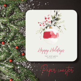 Personlig julprydnad i akvarell med namn underlägg papper kvadrat