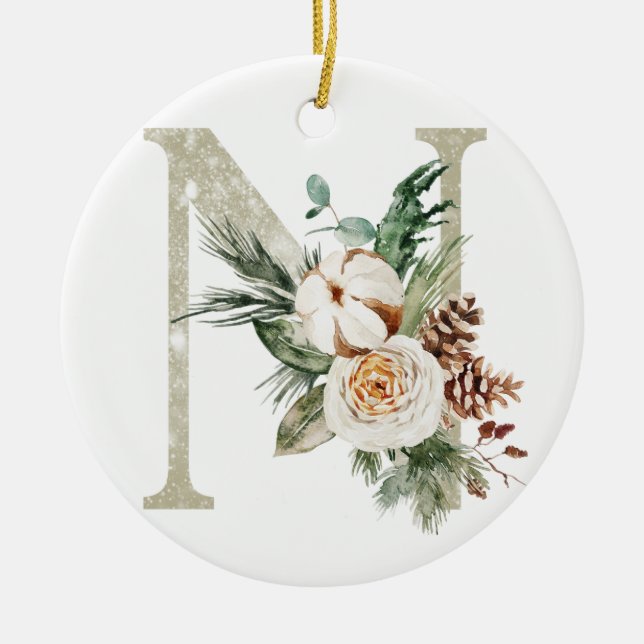Personlig Julprydnad med initialer Julgransprydnad Keramik (Framsidan)