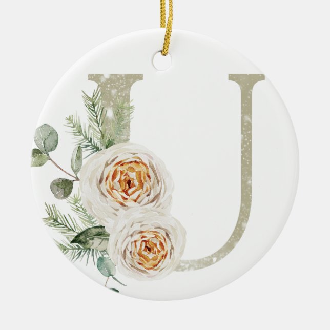 Personlig Julprydnad med initialer Julgransprydnad Keramik (Framsidan)