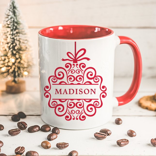 Personlig julprydnad med invecklad doodle-design mugg (Skapare uppladdad)