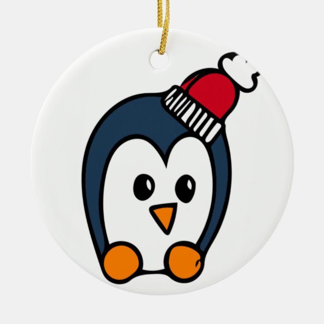 Personlig Julprydnad - Penguin Julgransprydnad Keramik (Framsidan)