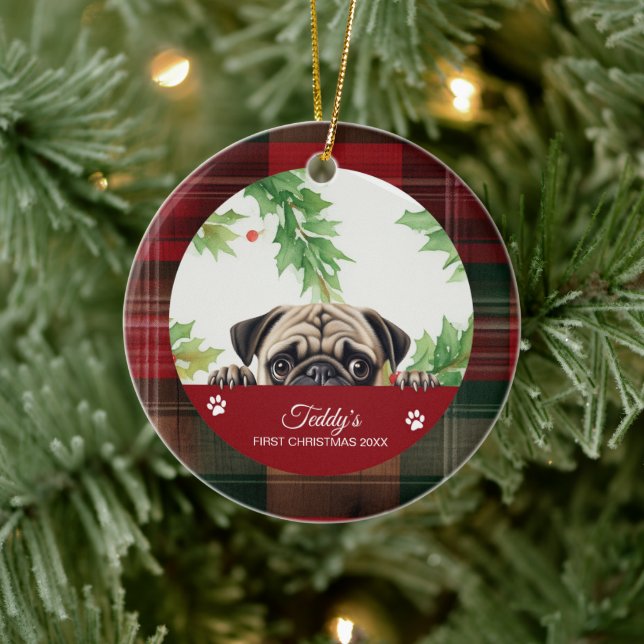 Personlig julpug julgransprydnad keramik (Träd)