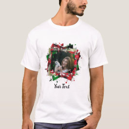 Personlig julram för familj och husdjursfoto t shirt
