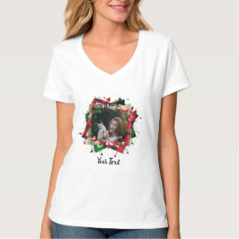 Personlig julrams t-shirt för familj och husdjursf