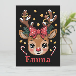 Personlig julrenfamilj för flickor Xmas Julkort