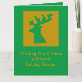 Personlig: Julrenhuvud Guld Grönt Kort