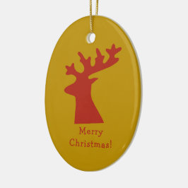 Personlig: Julrenhuvud Red och Guld Julgransprydnad Keramik