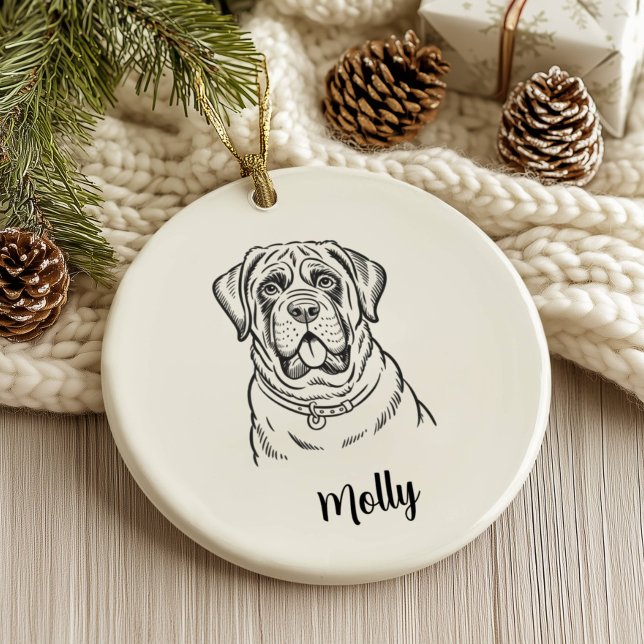 Personlig julsäsong för Mastiff hund Julgransprydnad Keramik (Skapare uppladdad)