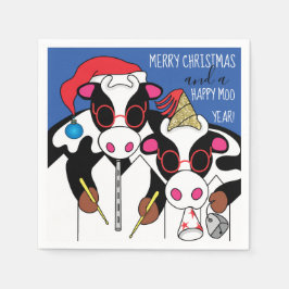 Personlig Julskädda Napkins "Cows" Pappersservett