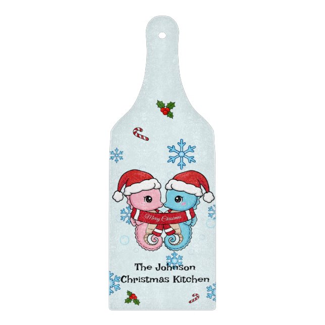 Personlig julskärbräda med sjöhästar (Framsidan)