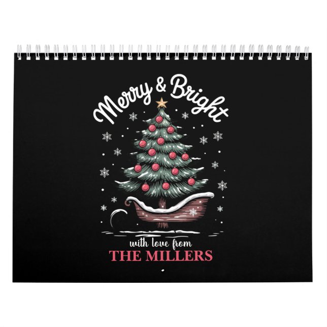 Personlig julsläde träd Glad och ljus  Kalender (Omslag)