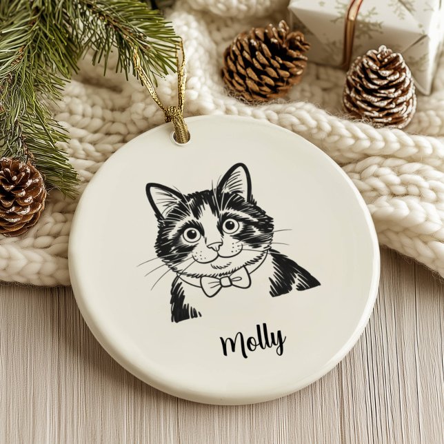 Personlig julsmyckeskattsko katt julgransprydnad keramik (Skapare uppladdad)