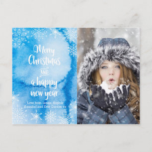 Personlig Julsnowflake-fotovykort Helg Vykort