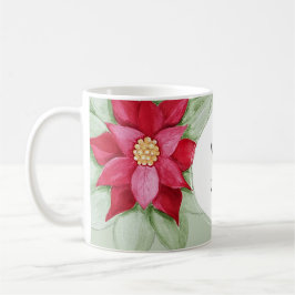 Personlig julstjärna Poinsettia Watercolor Kaffemugg