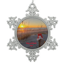 Personlig Julstranden Santa Ornament