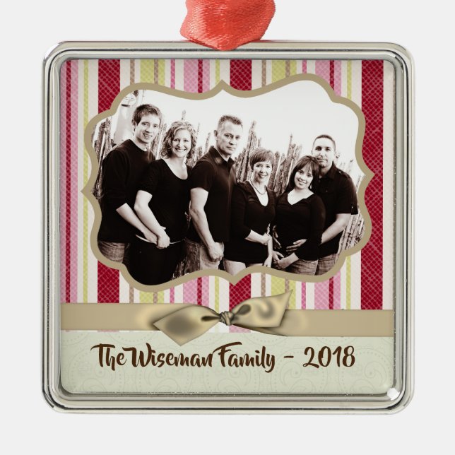 Personlig Julstrimlad figursättning PHOTO Ornament (Framsidan)