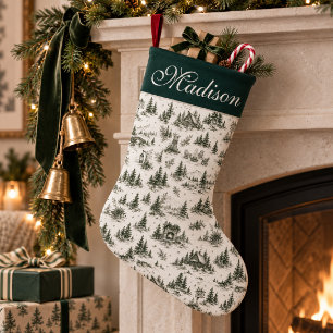 Personlig julstrumpa i Evergreen Toile