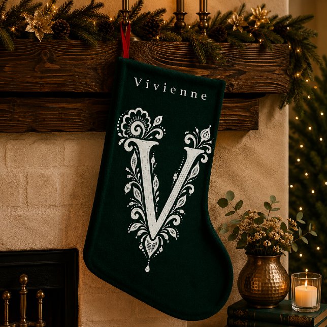 Personlig julstrumpa med botanisk monogram för bok (Skapare uppladdad)
