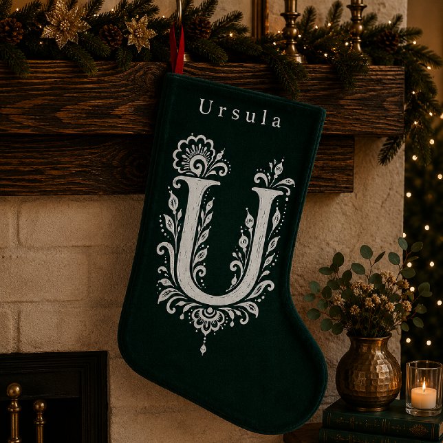 Personlig julstrumpa med botanisk monogram för bok (Skapare uppladdad)
