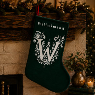 Personlig julstrumpa med botanisk monogram för bok