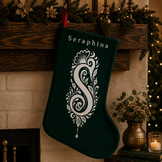 Personlig julstrumpa med botanisk monogram för bok