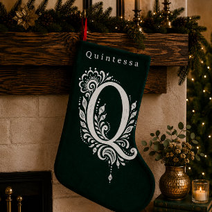 Personlig julstrumpa med botanisk monogram för bok