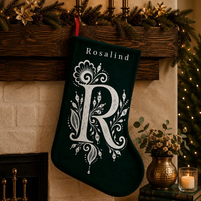 Personlig julstrumpa med botanisk monogram för bok (Skapare uppladdad)